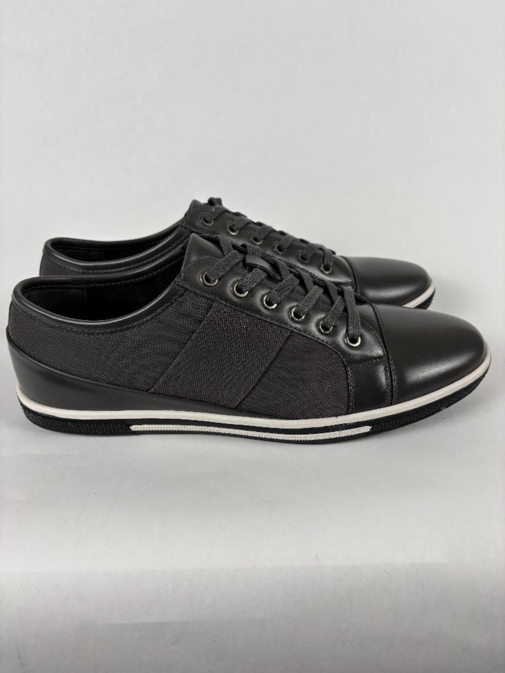 Zanzara, Dark Gray/Black, Leather/Canvis, Style Dress Shoes, Size Men's 10